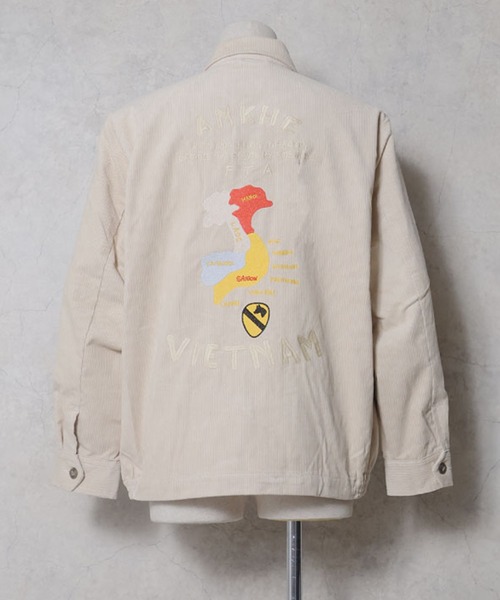 HOUSTON(ヒューストン)の「HOUSTON ヒューストン CORDUROY VIETNAM JACKET MAP柄 刺繍 コーデュロイ ベトナムジャケット / ベトジャン / スーベニアジャケット(ブルゾン・メンズ・ブラウン/ナチュラル/ブラック・XL/L/M)」の3枚目の写真