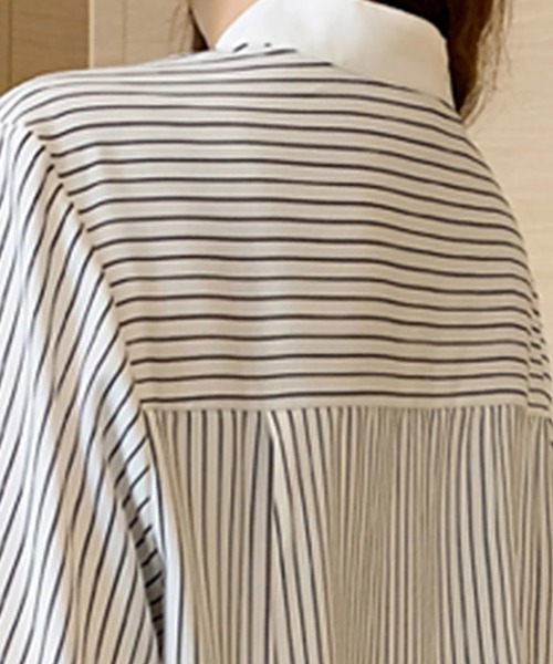 Doux Belle(ドゥーベル)の「ストライプ切替バンドカラーシャツ(シャツ/ブラウス・レディース・ホワイト・MEDIUM/X-LARGE/LARGE)」の12枚目の写真