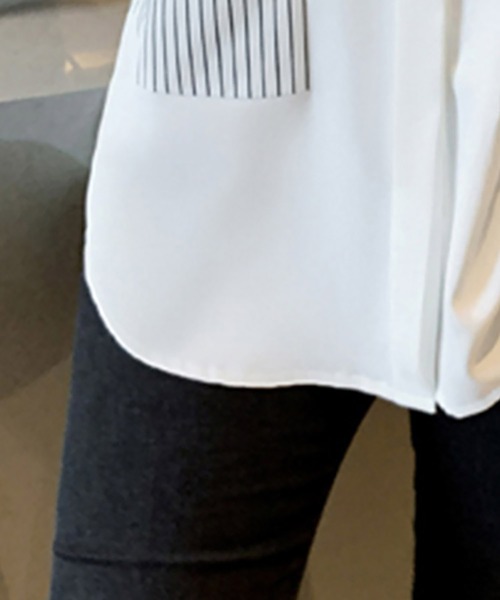 Doux Belle(ドゥーベル)の「ストライプ切替バンドカラーシャツ(シャツ/ブラウス・レディース・ホワイト・MEDIUM/X-LARGE/LARGE)」の13枚目の写真