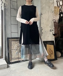 m.soeur（エムスール）の「ベルベットとオーガンジーのワンピース（ワンピース）」