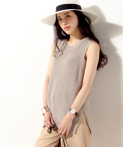 UNITED ARROWS（ユナイテッドアローズ）の「UWBT C/N スリット ベスト◆（ベスト・レディース・ホワイト/ライトグレー/ネイビー・FREE）」の3枚目の写真