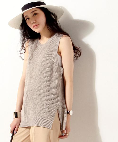 UNITED ARROWS（ユナイテッドアローズ）の「UWBT C/N スリット ベスト◆（ベスト・レディース・ホワイト/ライトグレー/ネイビー・FREE）」の7枚目の写真