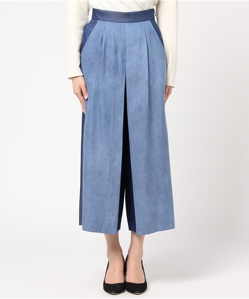 GUILD PRIME(ギルドプライム)の「【GUILD PRIME】WOMENS テンセルデニムタックワイドパンツ(その他パンツ・レディース・ブルー・34/36)」の2枚目の写真