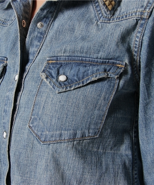 Ray BEAMS（レイビームス）の「REMI RELIEF×Ray BEAMS / 別注 デニム スタッズ ワンピース（ワンピース・レディース・ブルー系その他・X-SMALL/SMALL）」の8枚目の写真