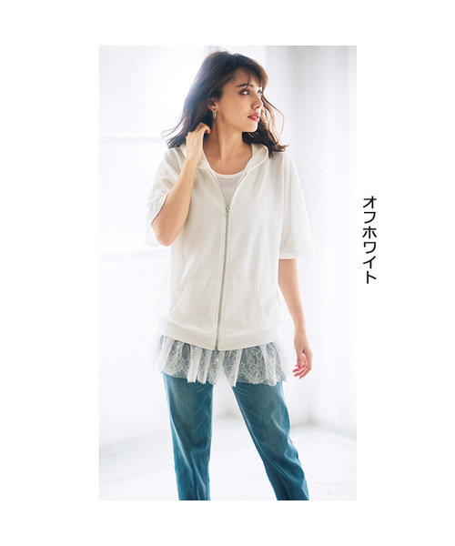 GeeRA(ジーラ)の「ガーゼ裏毛ドルマンパーカー(パーカー・レディース・カーキ/オフホワイト/杢グレー・MEDIUM/LARGE/SMALL)」の6枚目の写真
