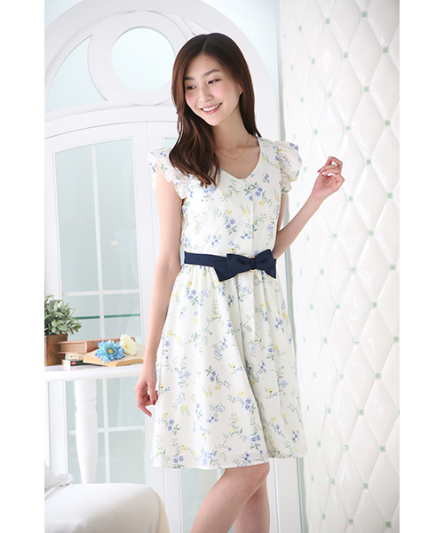 Pattern Fiona パターンフィオナ の リボンベルト花柄ワンピース ワンピース Wear