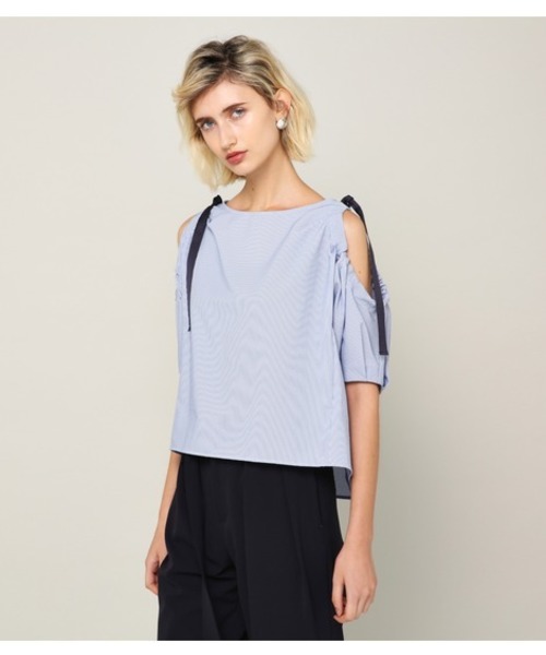 PEGGY LANA(ペギーラナ)の「Shoulder Gather TOP(Tシャツ/カットソー・レディース・ホワイト/ネイビー/ブルー系その他・FREE)」の3枚目の写真