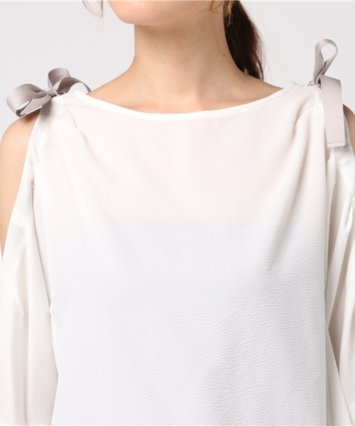 PEGGY LANA(ペギーラナ)の「Shoulder Gather TOP(Tシャツ/カットソー・レディース・ホワイト/ネイビー/ブルー系その他・FREE)」の10枚目の写真