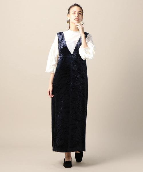 BEAUTY&YOUTH UNITED ARROWS（ビューティーアンドユースユナイテッドアローズ）の「BY クラッシュベルベットジャンパースカート ◆（ワンピース・レディース・イエロー/ネイビー・FREE）」の6枚目の写真