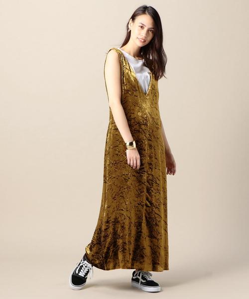 BEAUTY&YOUTH UNITED ARROWS（ビューティーアンドユースユナイテッドアローズ）の「BY クラッシュベルベットジャンパースカート ◆（ワンピース・レディース・イエロー/ネイビー・FREE）」の10枚目の写真