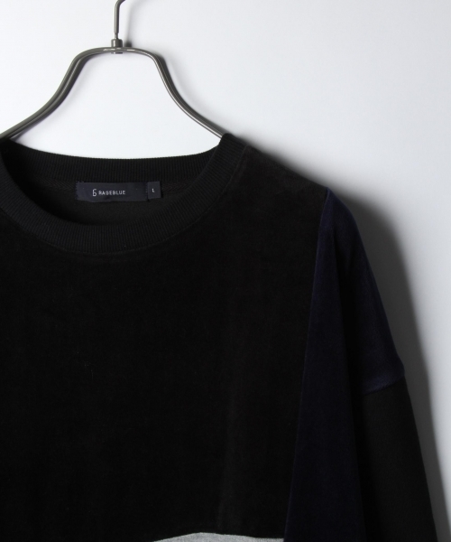 RAGEBLUE（レイジブルー）の「ベロア/スウェット配色クルー/774950（スウェット・メンズ・ネイビー/ブルー/ブラック/キャメル/レッド/ピンク・LARGE/MEDIUM/SMALL）」の11枚目の写真