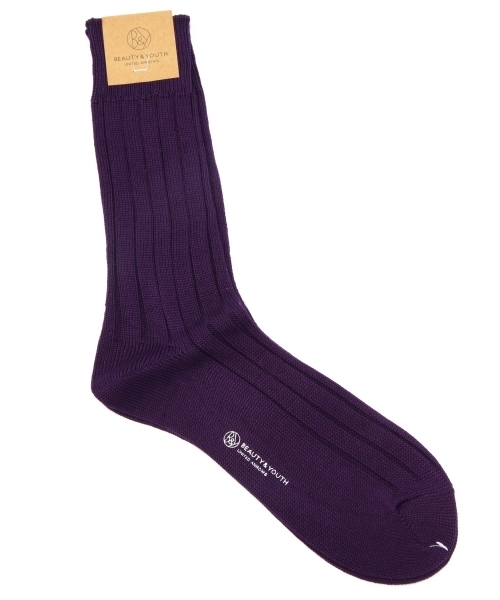 BEAUTY&YOUTH UNITED ARROWS（ビューティーアンドユースユナイテッドアローズ）の「BY ソリッド リブ レギュラーソックス 12fw◆（ソックス/靴下・メンズ・ホワイト/ブラック/レッド/ネイビー/イエロー/ケリー/ダークグリーン/パープル・FREE）」の6枚目の写真