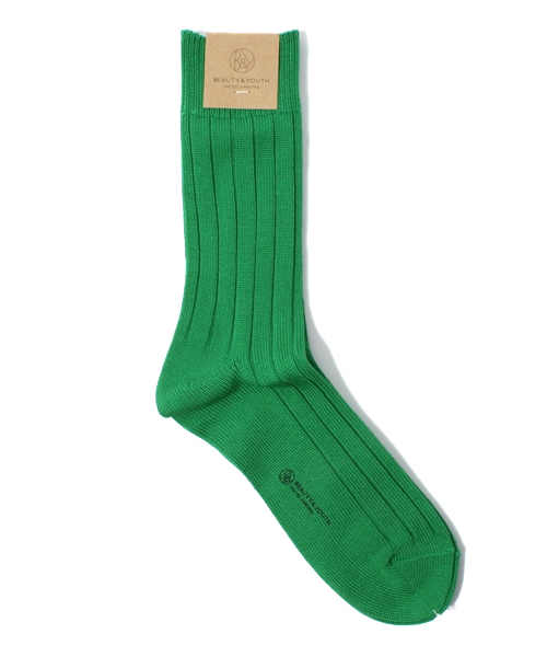 BEAUTY&YOUTH UNITED ARROWS（ビューティーアンドユースユナイテッドアローズ）の「BY ソリッド リブ レギュラーソックス 12fw◆（ソックス/靴下・メンズ・ホワイト/ブラック/レッド/ネイビー/イエロー/ケリー/ダークグリーン/パープル・FREE）」の5枚目の写真