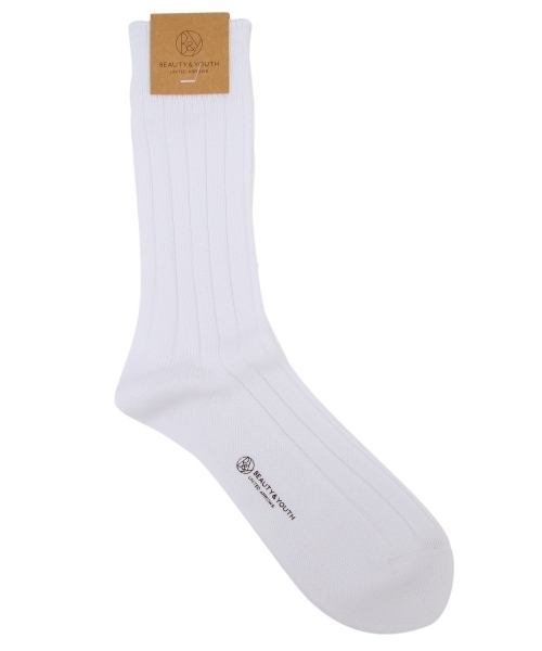 BEAUTY&YOUTH UNITED ARROWS（ビューティーアンドユースユナイテッドアローズ）の「BY ソリッド リブ レギュラーソックス 12fw◆（ソックス/靴下・メンズ・ホワイト/ブラック/レッド/ネイビー/イエロー/ケリー/ダークグリーン/パープル・FREE）」の2枚目の写真
