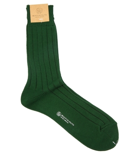 BEAUTY&YOUTH UNITED ARROWS（ビューティーアンドユースユナイテッドアローズ）の「BY ソリッド リブ レギュラーソックス 12fw◆（ソックス/靴下・メンズ・ホワイト/ブラック/レッド/ネイビー/イエロー/ケリー/ダークグリーン/パープル・FREE）」の4枚目の写真