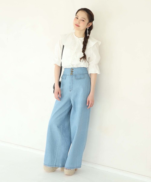 one after another NICE CLAUP（ワンアフターアナザーナイスクラップ）の「マリンデニムパンツ（デニムパンツ・レディース・ネイビー/ブルー・SMALL/MEDIUM）」の3枚目の写真