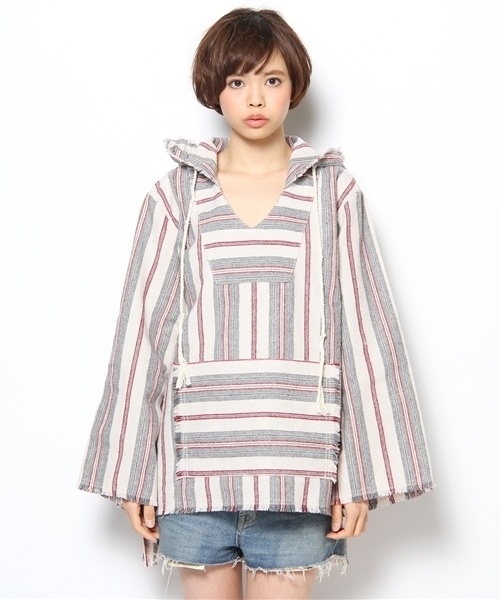 goa(ゴア)の「シーチングストライププルオーバー(パーカー・レディース・ホワイト/レッド・FREE)」の3枚目の写真