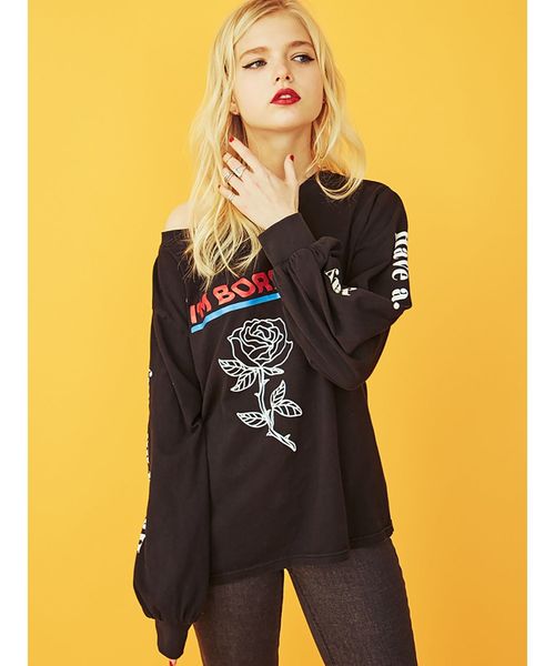 jouetie(ジュエティ)の「ルーズネックローズロンT(Tシャツ/カットソー・レディース・オフホワイト/ブラック/ピンク/ブルー・MEDIUM)」の17枚目の写真