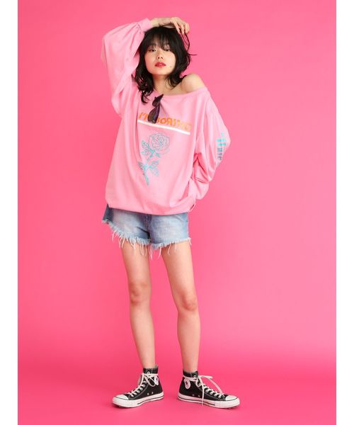 jouetie(ジュエティ)の「ルーズネックローズロンT(Tシャツ/カットソー・レディース・オフホワイト/ブラック/ピンク/ブルー・MEDIUM)」の13枚目の写真