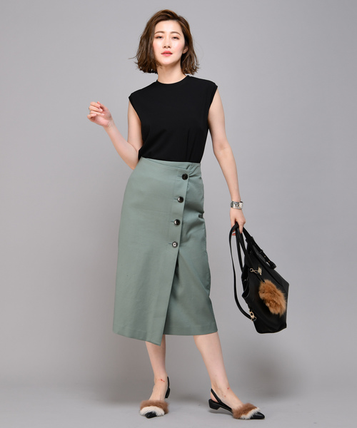 RIVE DROITE（リヴドロワ）の「綿ダブルクロスナロースカート（スカート・レディース・ネイビー/グリーン/キャメル・S/M/L/34/36/38）」の5枚目の写真