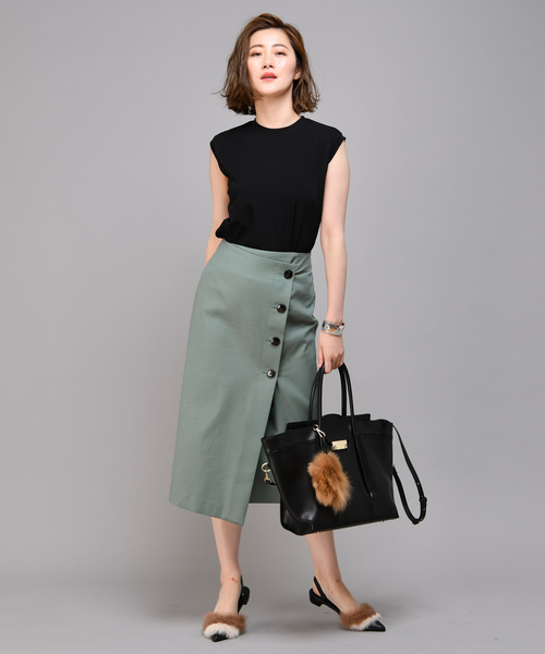 RIVE DROITE（リヴドロワ）の「綿ダブルクロスナロースカート（スカート・レディース・ネイビー/グリーン/キャメル・S/M/L/34/36/38）」の7枚目の写真