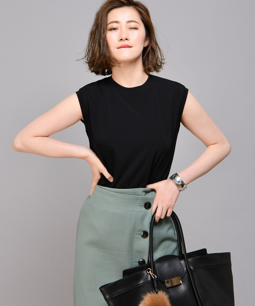 RIVE DROITE（リヴドロワ）の「綿ダブルクロスナロースカート（スカート・レディース・ネイビー/グリーン/キャメル・S/M/L/34/36/38）」の9枚目の写真