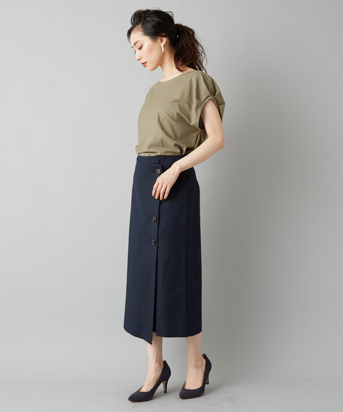 RIVE DROITE（リヴドロワ）の「綿ダブルクロスナロースカート（スカート・レディース・ネイビー/グリーン/キャメル・S/M/L/34/36/38）」の10枚目の写真