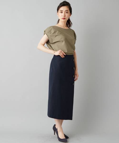 RIVE DROITE（リヴドロワ）の「綿ダブルクロスナロースカート（スカート・レディース・ネイビー/グリーン/キャメル・S/M/L/34/36/38）」の11枚目の写真