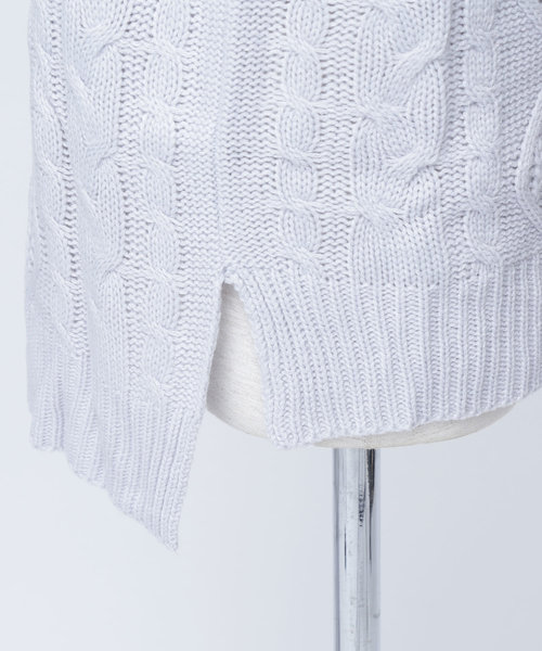 MONO-MART(モノマート)の「オーバーサイズフィッシャーマンケーブル編みモックネックニットセーター(ニット/セーター・メンズ・キャメル/ワイン/チャコール/テラコッタ/ブラック/ベージュ/ネイビー/アイボリー/カーキオリーブ/杢グレー/ブラウン/グリーン・FREE)」の15枚目の写真