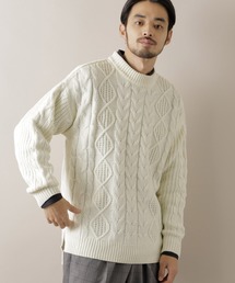 MONO-MART | オーバーサイズフィッシャーマンケーブル編みモックネックニットセーター(ニット/セーター)