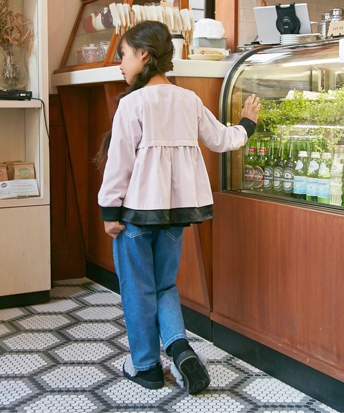 Otonato（オトナト）の「切り替えボリュームブルゾン（ノーカラージャケット・キッズ・ピンク/インディゴブルー・90/100/110/120/80/130/95/140）」の12枚目の写真