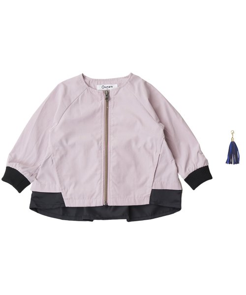 Otonato（オトナト）の「切り替えボリュームブルゾン（ノーカラージャケット・キッズ・ピンク/インディゴブルー・90/100/110/120/80/130/95/140）」の15枚目の写真