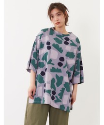 POU DOU DOU | 天竺モチーフプリントサイドスリットチュニックTシャツ(Tシャツ/カットソー)