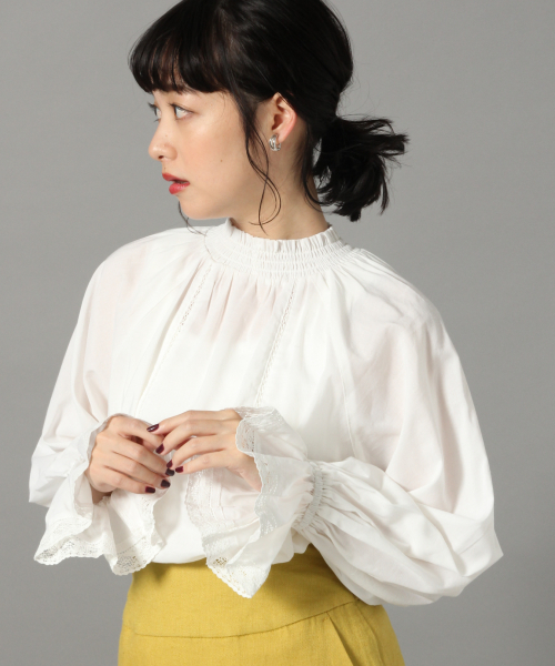 LOWRYS FARM（ローリーズファーム）の「スタンドレースブラウス　826444（シャツ/ブラウス・レディース・ブラック/オフホワイト/ブルー/ミント・FREE）」の8枚目の写真