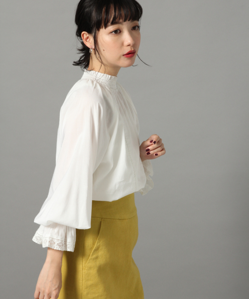 LOWRYS FARM（ローリーズファーム）の「スタンドレースブラウス　826444（シャツ/ブラウス・レディース・ブラック/オフホワイト/ブルー/ミント・FREE）」の15枚目の写真