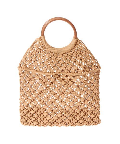 fifth(フィフス)の「ウッドハンドルかぎ編みバッグ(ハンドバッグ・レディース・オフホワイト/キャメル・FREE)」の4枚目の写真