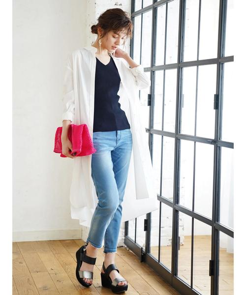 Editt by YECCA VECCA（エディットバイイェッカヴェッカ）の「・バックシャーリングシャツワンピース（ワンピース・レディース・ホワイト/ベージュ/カーキ・FREE）」の12枚目の写真