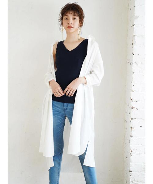 Editt by YECCA VECCA（エディットバイイェッカヴェッカ）の「・バックシャーリングシャツワンピース（ワンピース・レディース・ホワイト/ベージュ/カーキ・FREE）」の15枚目の写真