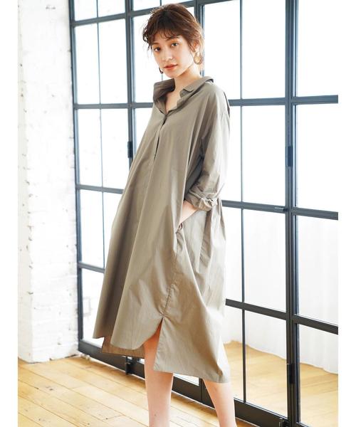 Editt by YECCA VECCA（エディットバイイェッカヴェッカ）の「・バックシャーリングシャツワンピース（ワンピース・レディース・ホワイト/ベージュ/カーキ・FREE）」の18枚目の写真