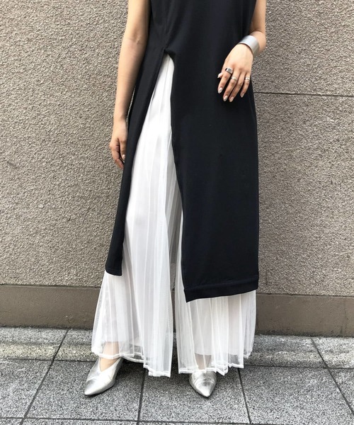 &g'aime（アンジェム）の「【&g'aime】ロングスリットTシャツ（Tシャツ/カットソー・レディース・ホワイト/ブラック/オレンジ・FREE）」の10枚目の写真