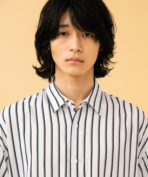 STUDIOUS（ステュディオス）の「【STUDIOUS】ジョーゼットストライプビッグシャツ（シャツ/ブラウス・メンズ・ホワイト/ブラック・1/2/3）」の14枚目の写真