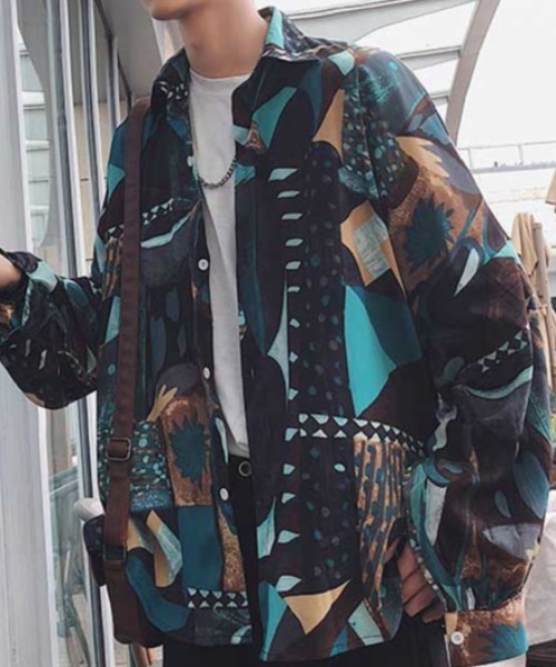 MGV（エムジーヴィー）の「【MGV】ヴィンテージ風プリントオーバーサイズシャツ（シャツ/ブラウス・メンズ・ブルー/グリーン・LARGE/X-LARGE/XX-LARGE/MEDIUM）」の6枚目の写真