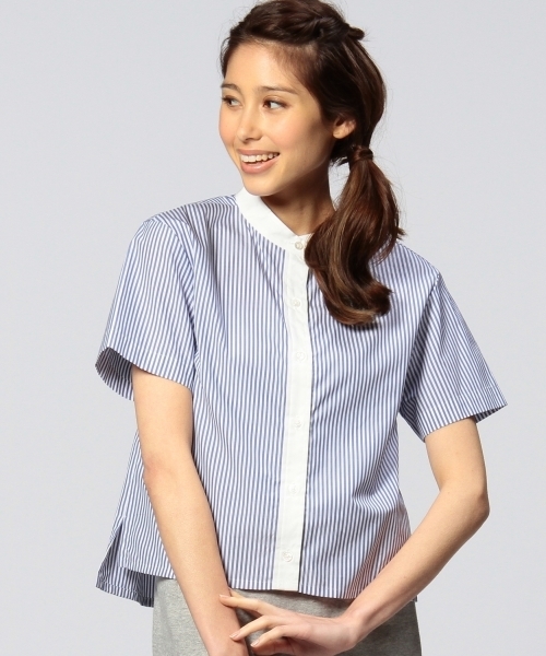 UNITED ARROWS(ユナイテッドアローズ)の「UAW C ストライプ バンドカラー シャツ ◆(シャツ/ブラウス・レディース・ホワイト/ナチュラル/ブラック/ライトブルー・フリー)」の4枚目の写真