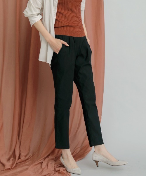 Bou Jeloud（ブージュルード）の「美脚ストレッチ◆ハイテンションタックパンツ（その他パンツ・レディース・チャコールグレー/ブラック/カーキ/ボルドー/キャメル/ライトカーキ/ベージュ・38/36/40）」の3枚目の写真