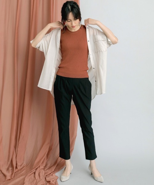 Bou Jeloud（ブージュルード）の「美脚ストレッチ◆ハイテンションタックパンツ（その他パンツ・レディース・チャコールグレー/ブラック/カーキ/ボルドー/キャメル/ライトカーキ/ベージュ・38/36/40）」の12枚目の写真