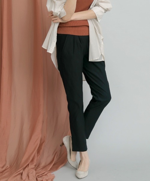 Bou Jeloud（ブージュルード）の「美脚ストレッチ◆ハイテンションタックパンツ（その他パンツ・レディース・チャコールグレー/ブラック/カーキ/ボルドー/キャメル/ライトカーキ/ベージュ・38/36/40）」の13枚目の写真