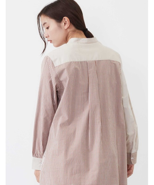 POU DOU DOU（プードゥドゥ）の「パッチワークシャツワンピース（シャツワンピース・レディース・ネイビー/ブラウン/オフホワイト・3）」の11枚目の写真