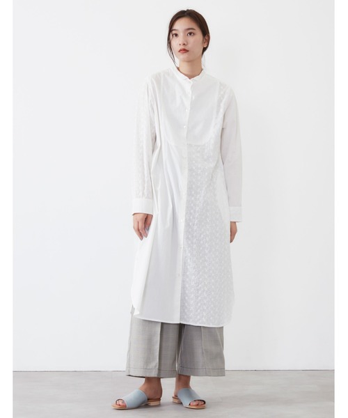 POU DOU DOU（プードゥドゥ）の「パッチワークシャツワンピース（シャツワンピース・レディース・ネイビー/ブラウン/オフホワイト・3）」の12枚目の写真