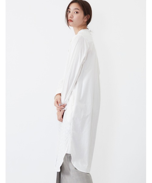 POU DOU DOU（プードゥドゥ）の「パッチワークシャツワンピース（シャツワンピース・レディース・ネイビー/ブラウン/オフホワイト・3）」の14枚目の写真