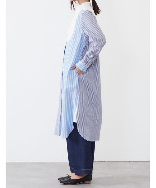 POU DOU DOU（プードゥドゥ）の「パッチワークシャツワンピース（シャツワンピース・レディース・ネイビー/ブラウン/オフホワイト・3）」の17枚目の写真